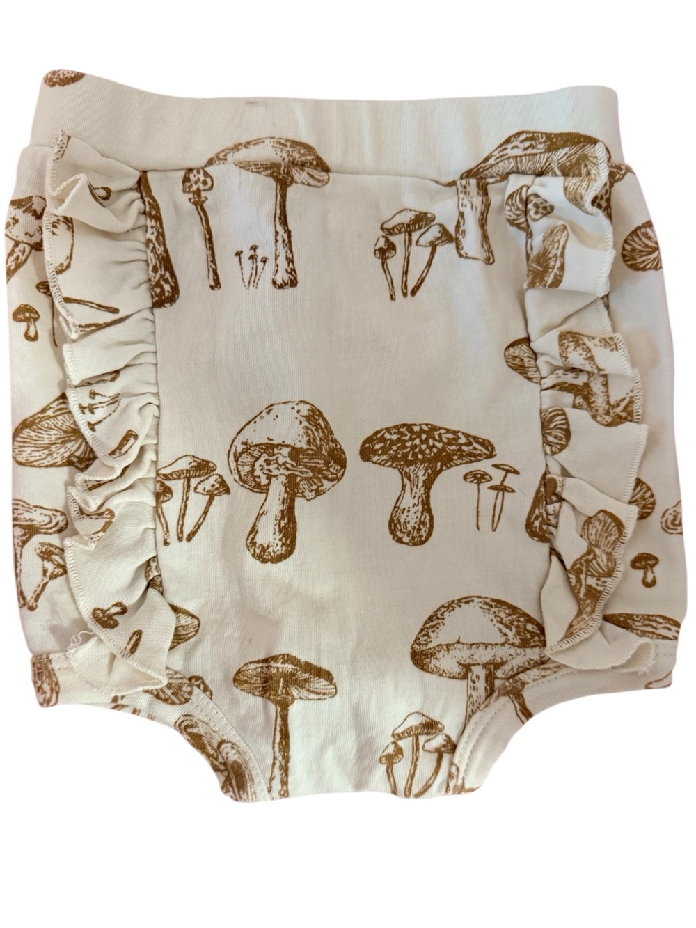 Kate Quinn Cream and Brown Mushroom Print Bloomers, size 18-24 Months